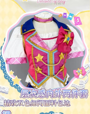 Anime Nijino Yume Aikatsu Stars! Cosplay Costume Cute New Pink Lolita Campus Dress Halloween Party Props Wig Women's Set