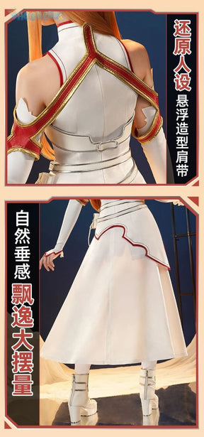 Yuuki Asuna Cosplay Anime Sword Art Online Yūki Asuna Cosplay Costume Woman Roleplay Halloween Uniforms Sets Wig Shoes Dress