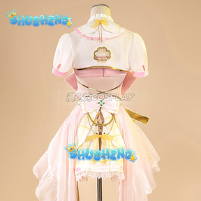 Cosplay Game VTuber Ace Taffy Cosplay Costume Wig YouTuber Ace Taffy Pink Dress Headwear Gloves Stockings Set Convention Event