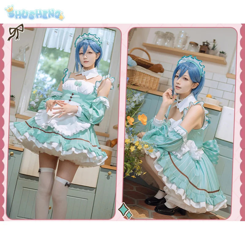 LoveLive!Superstar!!Uehara Ayumu Ruby Kurosawa Wakana Shiki Cosplay Costume Socks Apron Tie Hair Clip Wig Halloween Maid Set
