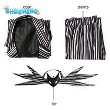 Scary Horror Jack Skellington Cosplay Costume Christmas Jack Uniform Clothes Striped Men Suit Halloween Costumes