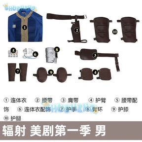 Hot Game Fallout Season 1 Overseer Hank Cosplay Costume Adult Mens Bodysuit Suits Halloween Carnival Costume