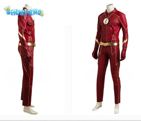 The Flash Season 4 Barry Allen Cosplay New Outfit Red Jumpsuit With Boots Fancy Hero Battle Suit Halloween Carnival Costume