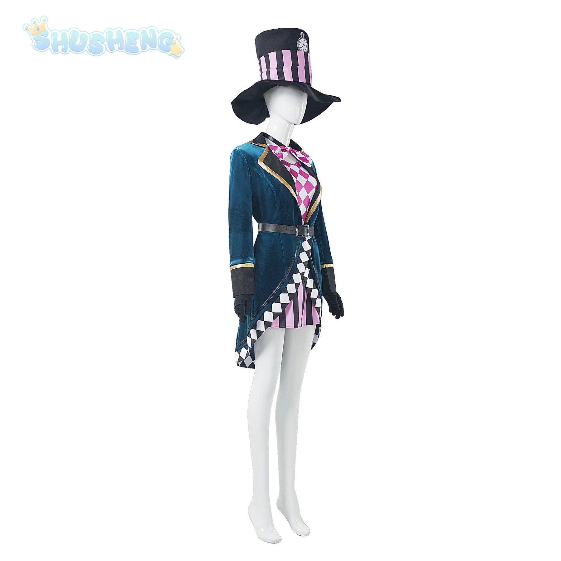 Game Alice: Madness Returns Cosplay Costume Alice Hat, Belt, Tie, Gloves, Halloween Party Magician Uniform Woman man Set S-XXXL