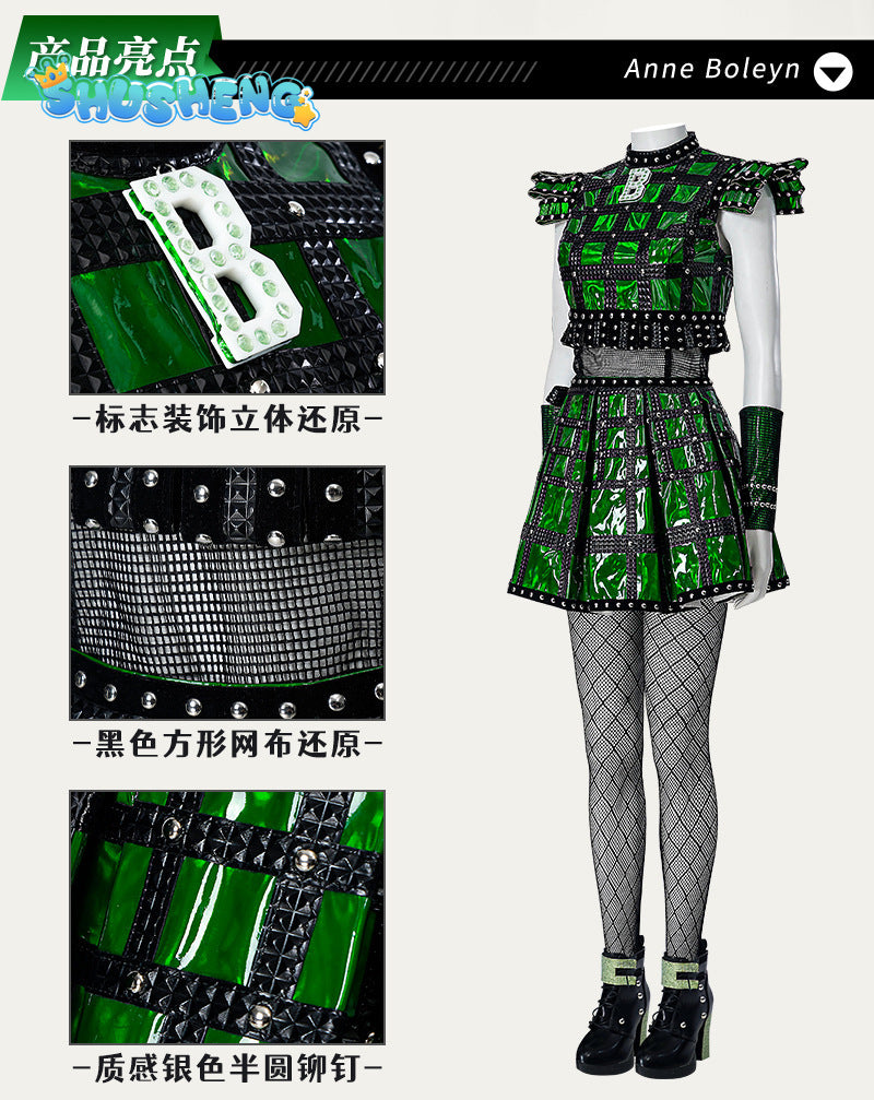 New Six The Musical Queen Anne Boleyn Cosplay Costume Green Outfits Theater Stage Performance Clothing For Women Custom Made