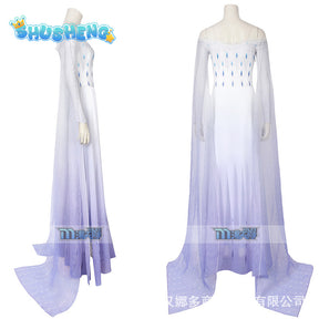 Snow Queen Elsa Dress Princess Cosplay Costume Women Adult Halloween Carnival Party For Girls Long Cloak Fancy Dresses