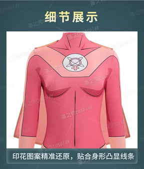 Movie Atom Eve cosplay invincible costume jumpsuit cloak socks shoe set Halloween Party pink Women tight fitting uniform xs-xxxl
