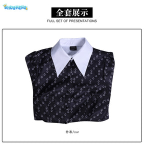 Wednesday Addams Halloween Costume Gothic Costume Wednesday Dress Black Dress White Collar Girls Halloween Costume Dusk Dress