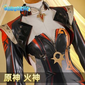 Genshin Impact Mavuika Pyro Archon Game Suit Gorgeous Jumpsuits Uniform Cosplay Costume Halloween Party Outfit Women