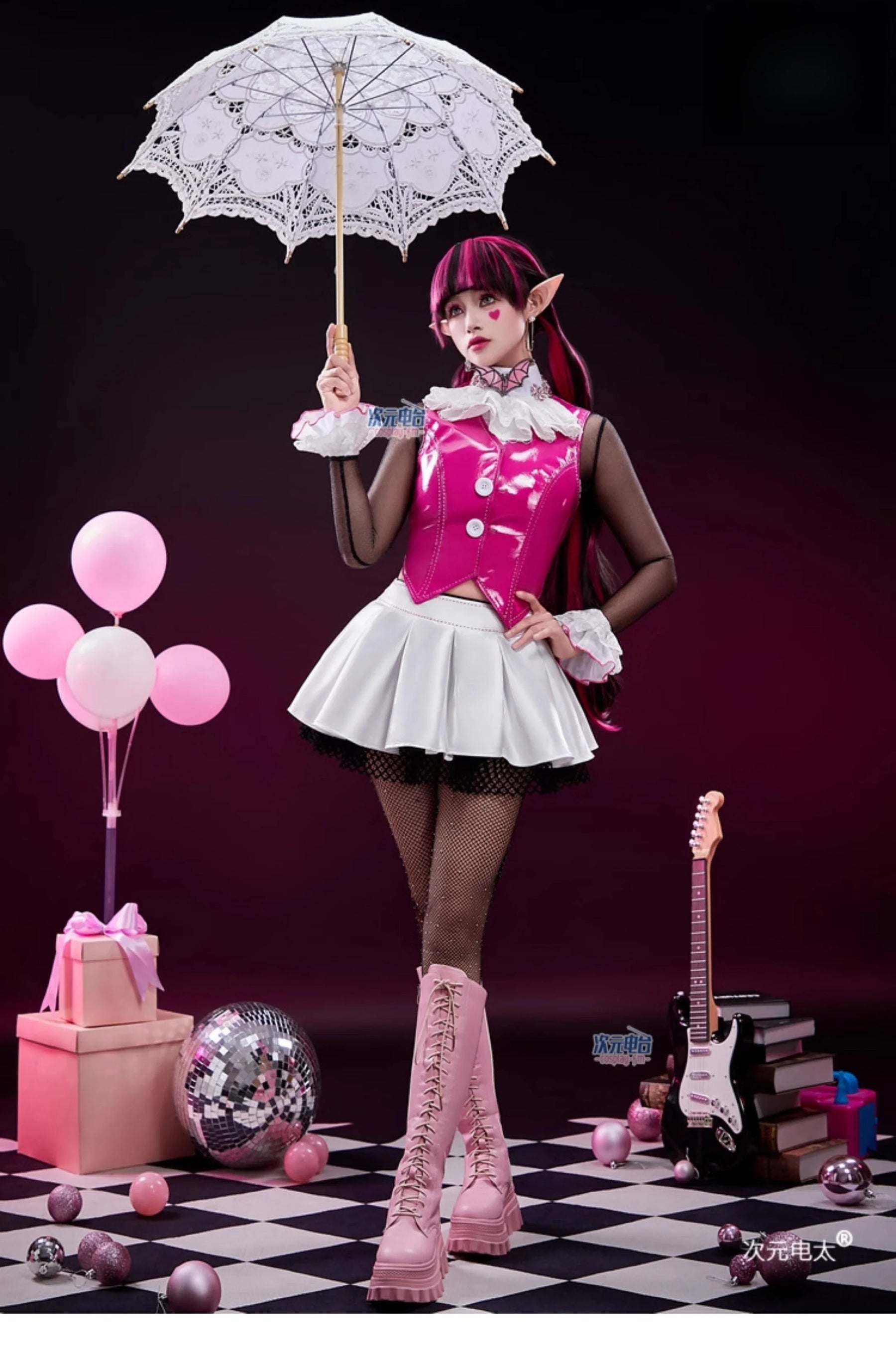 Draculaura  Monster Cos High Cosplay Costume Women's Halloween party fantasy uniform dress props socks brooch earrings new set