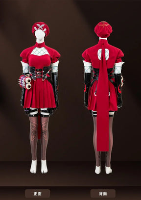 Psylocke Cosplay Rivals Red Ghost Hunter Costume Hat shoes suspender dress gloves socks prop set Halloween women fantasy uniform
