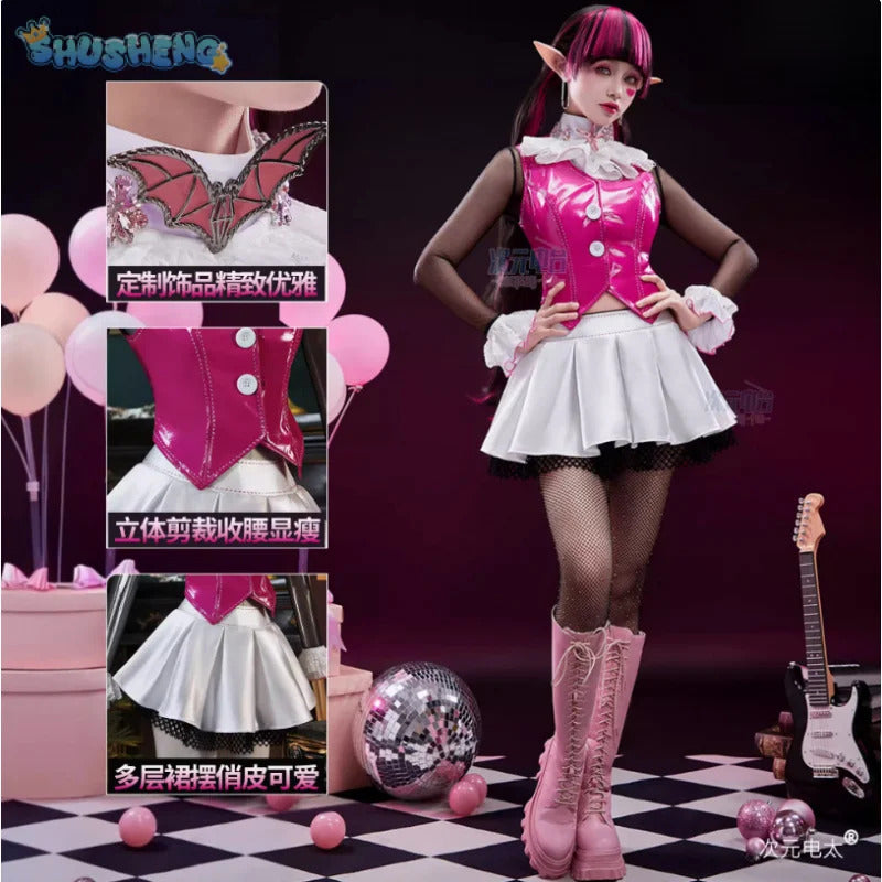 Draculaura  Monster Cos High Cosplay Costume Women's Halloween party fantasy uniform dress props socks brooch earrings new set