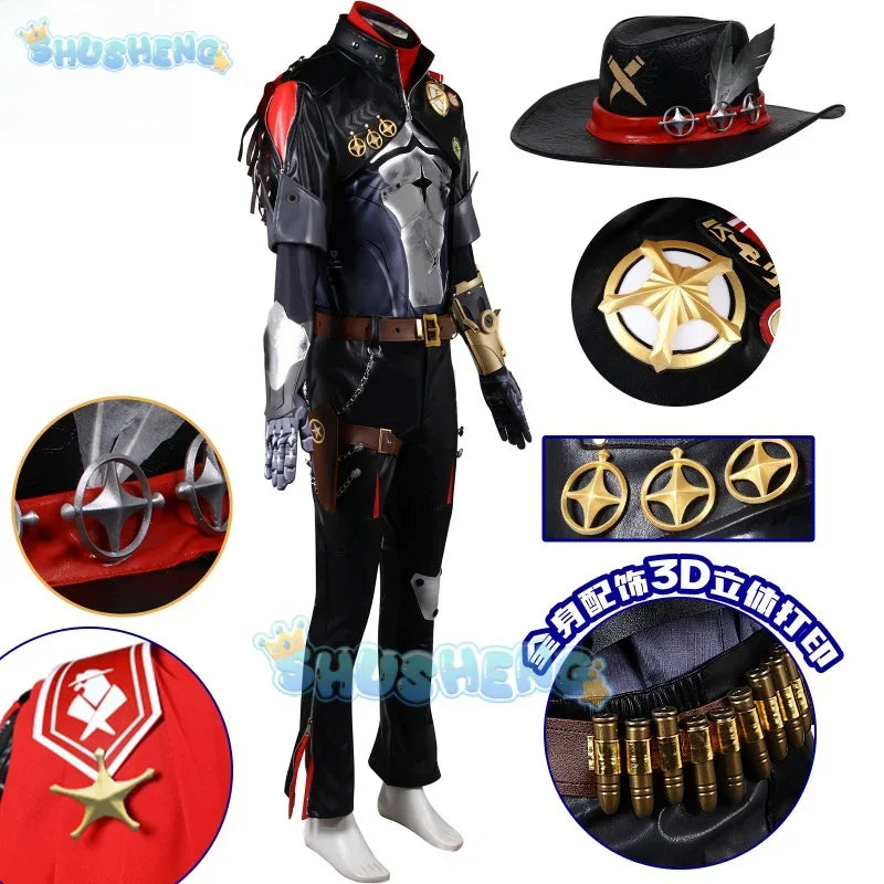 Game Honkai Star Rail Boothill Cosplay Costume Hat Gloves Arm Prop Suits Shoes Men Halloween Party Carniavl Party