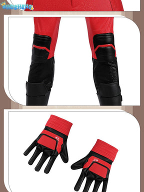 Daredevil Cosplay Costume Matt Murdock Red Leather Battle Suit Jumpsuit Belt Gloves Fullset Outfit Halloween Carnival Party Suit