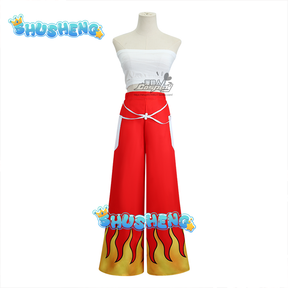 FAIRY TAIL elza Cosplay Costume Tube Top Belt Pants Uniform full set Halloween Loli Clothing for Girl Women