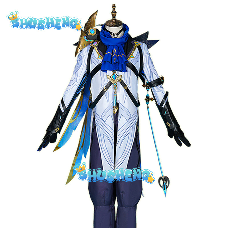 Game Genshin Impact II Dottore Costume The Doctor Cosplay Costume for Halloween Christmas Party Masquerade Anime Wig Shoes