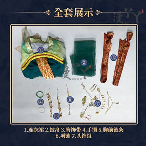Identity Ⅴ Cosplay Grace Naiad Yao Cai Costume Halloween Carnival Chinese Style Gorgeous Hanfu Dress Props and Accessories Set