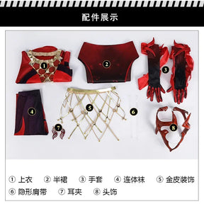 Game Rivals Scarlet Cosplay Witch Costume Emporium Matron Red Top Skirt Outfit Full Set Halloween Scarlet Fantasia Costumes