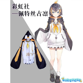 Anime Vtuber Cosplay Petra Gurin Outfit Jumpsuit Coat Pleated Skirt Fishbone Clip Suit Wig Role Play Halloween Party Costume
