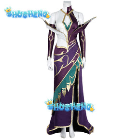 Game LOL Morgana Cosplay Costume Dress Set Women Coven Morgana Fashion Dress With Accessories Outfits Halloween Costume