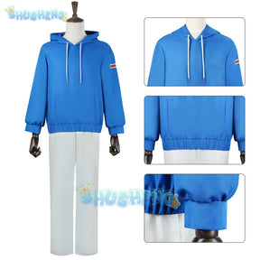 Anime Sakamoto Days Shin Asakura Cosplay Costume Blue Sweatshirt Assassin Halloween Party Women Men Props Accessory