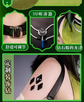 Arknights Mon3tr Cosplay Costume M3 Uniform Black Green Outfit Headwear Rhodes Island Halloween Party for Women Girls Props