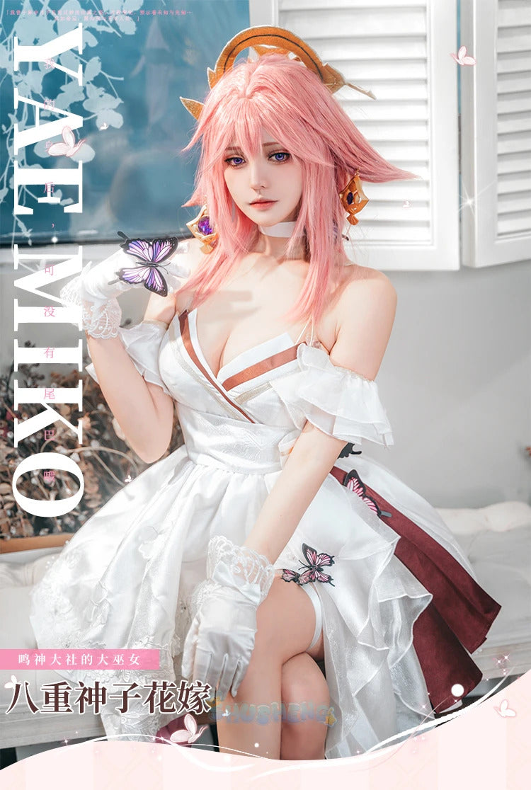 Genshin Impact Yae Miko Dress Flower Marriage Cosplay Costume Cos Game Anime Party Uniform Hallowen Play Role Clothes Clothing