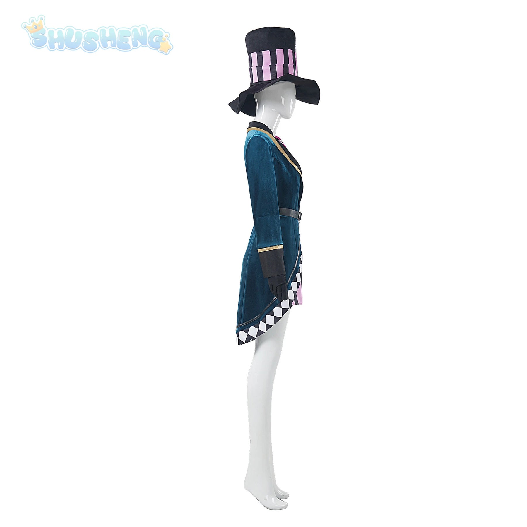 Game Alice: Madness Returns Cosplay Costume Alice Hat, Belt, Tie, Gloves, Halloween Party Magician Uniform Woman man Set S-XXXL