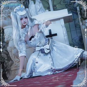 Shusheng-R Tokisaki Kurumi Nightmare Cosplay DATE A LIVE The White Queen Costume Halloween Party Lolita Dress Wig Props Women's Sweet Set