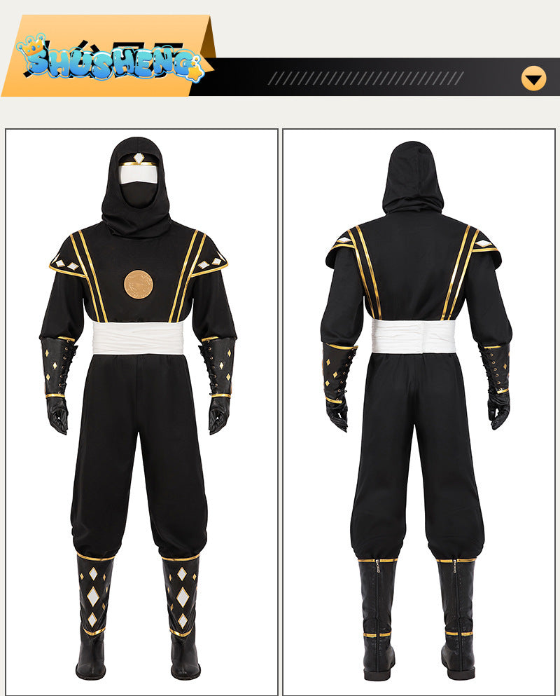 New Fantasia Power Samurai Rangers Cosplay Costume Morpher Mighty Morphin Black Set Custom Made