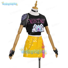 Anime KPop Demon Hunters Mira Cosplay Costume Black Gold Stage Outfit Huntrix Uniform Halloween Party Women Girls Carnival