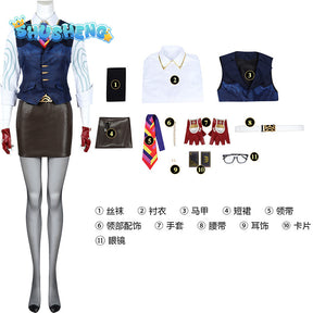 Woman Valorant Chamber Cosplay Costume Female Vest Shirt Skirt Outfit with Accessories Full Set and Individual Items Are Sold