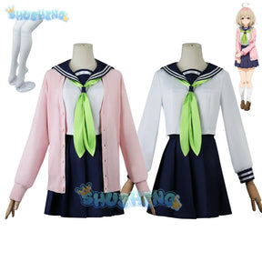 Anime My Deer Friend Nokotan Kinu Tanukikoj Cosplay Costume Wig Dress School Uniform JK Sailor Skirt Halloween Party Women Girls