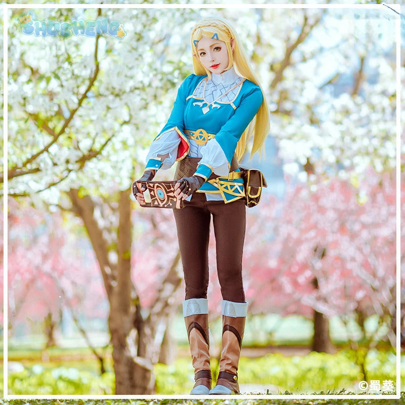 Game Princess Zelda Cosplay Costume Halloween Roleplay Masquerade Woman Accessories Wig Ears Complete Set