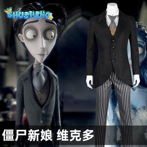 Anime Tim Burton Corpse Bride Victor Van Dort Cosplay Costume Jacket Pants Halloween Carnival Party Disguise Suit for Men