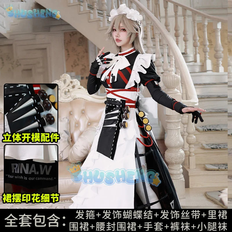 Zenless Zone Zero Alexandrina Sebastiane Rina Cosplay Costume Wig Maid Dress Uniform Victoria Housekeeping Halloween Party Women