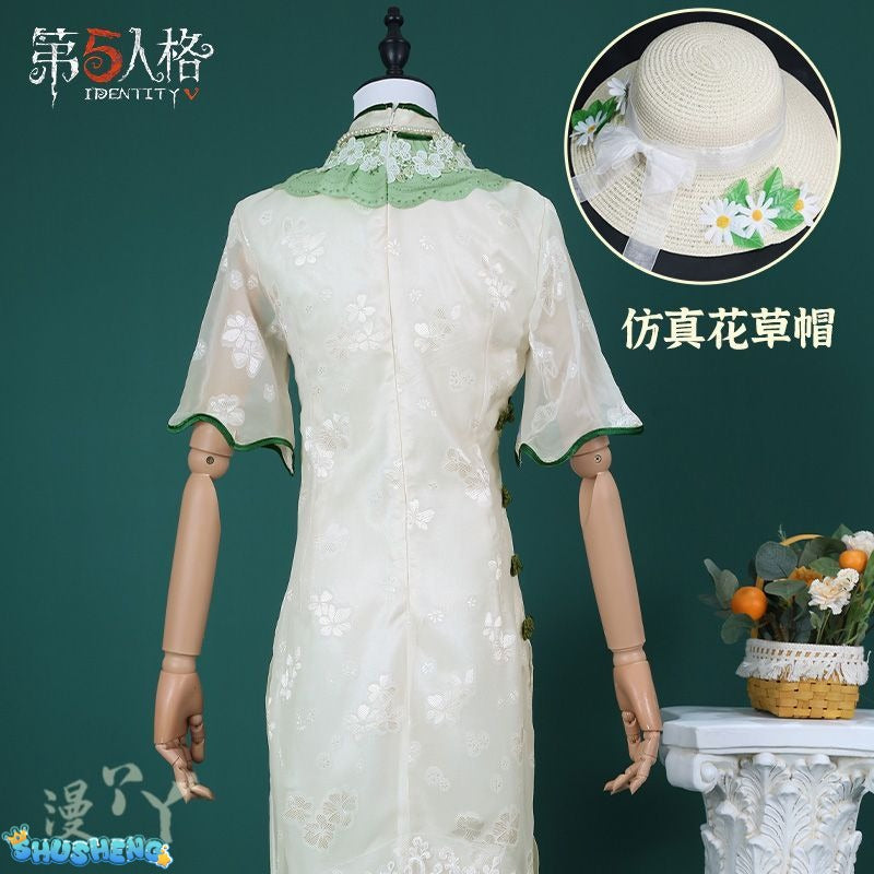 Identity V Emma Woods Cosplay Costume Gardener Hat Bag Outfit Cos Clothing Full Set West Lake Cheongsam Role Play