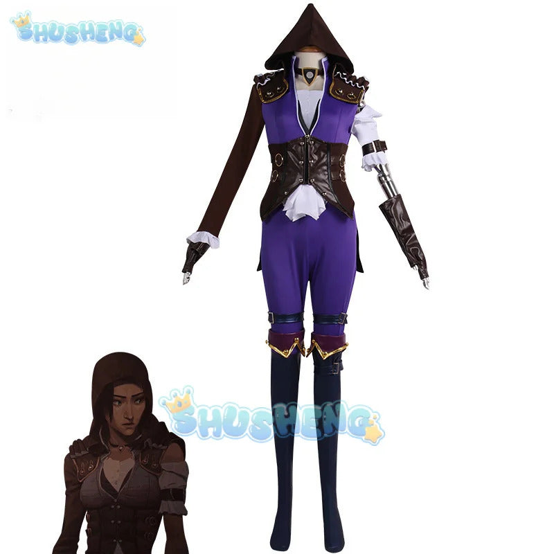 LOL Arcane Caitlyn Cosplay Costume Fantasia Disguise for Women Clothes Jacket Wig Roleplay Outfits Halloween Carnival Suit