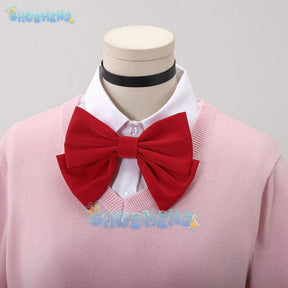 Anime dandadan Momo Ayase cosplay costume pink top skirt earrings choker school uniform props Halloween party women Shusheng