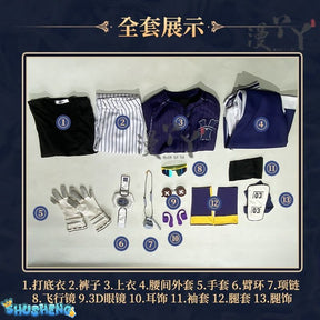 Game Identity V Ganji Gupta Batter Cosplay Costume Wig BLK Uniform Set Halloween Carnival Play Role Party Props Coaplay Clothes