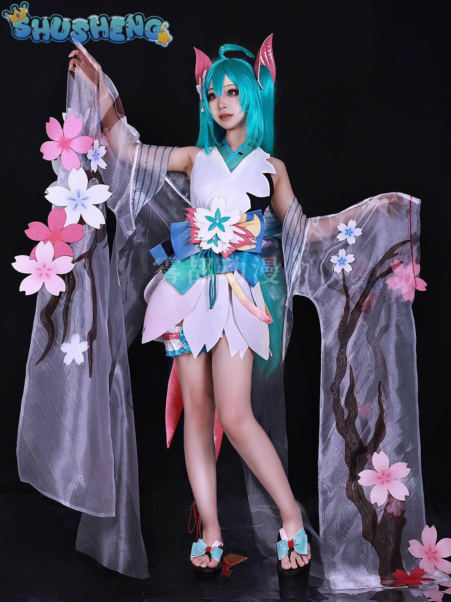 SSR Onmyoji RPG Collab x Miku Kimono Yukata Outfit Wig Shoes Anime Party Fancy Dress Halloween Cosplay Costume For Women Girls