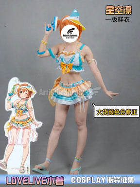 Anime LoveLive! Rin Hoshizora Cosplay Costume Women Halloween Party Sweet Top Skirt Headwear Set Summer Vacation Beach swimwear