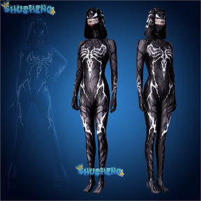 Woman Girls Halloween Black Raimi Spidercosplay Costume Venom Symbiote Suit Zentai Bodysuit Adults Party Jumpsuits