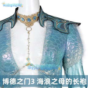 Baldurs Cos Gate 3 Shadowheart Wavemothes Robe Cosplay Costume Necklace Uniform Props Halloween Party for Women Girls Role Play