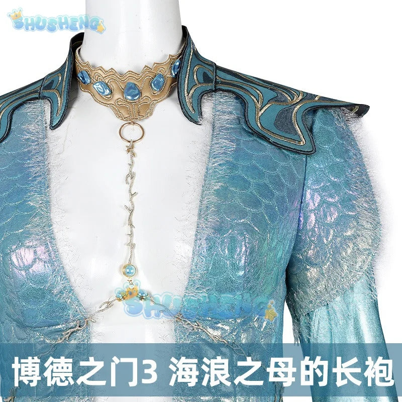 Baldurs Cos Gate 3 Shadowheart Wavemothes Robe Cosplay Costume Necklace Uniform Props Halloween Party for Women Girls Role Play