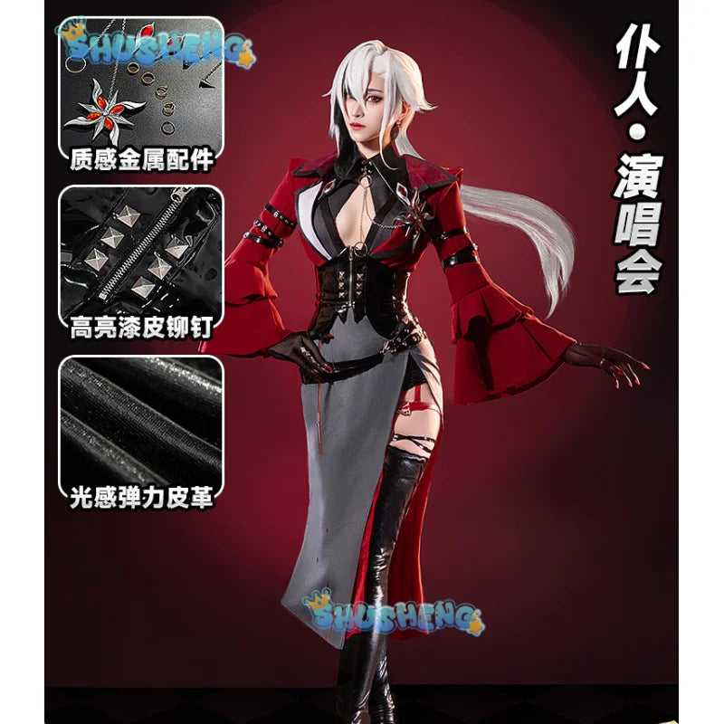 Genshin Impact Arlecchino The Knave Concert Game Suit Sexy Dress Uniform Cosplay Costume Halloween Party Outfit Women