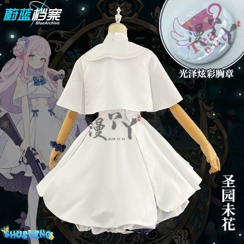 Blue Archive cosplay Misono Mika Cosplay Costumes  Princess Girl Wedding Satin Dress Shawl Headwear Suit Costume