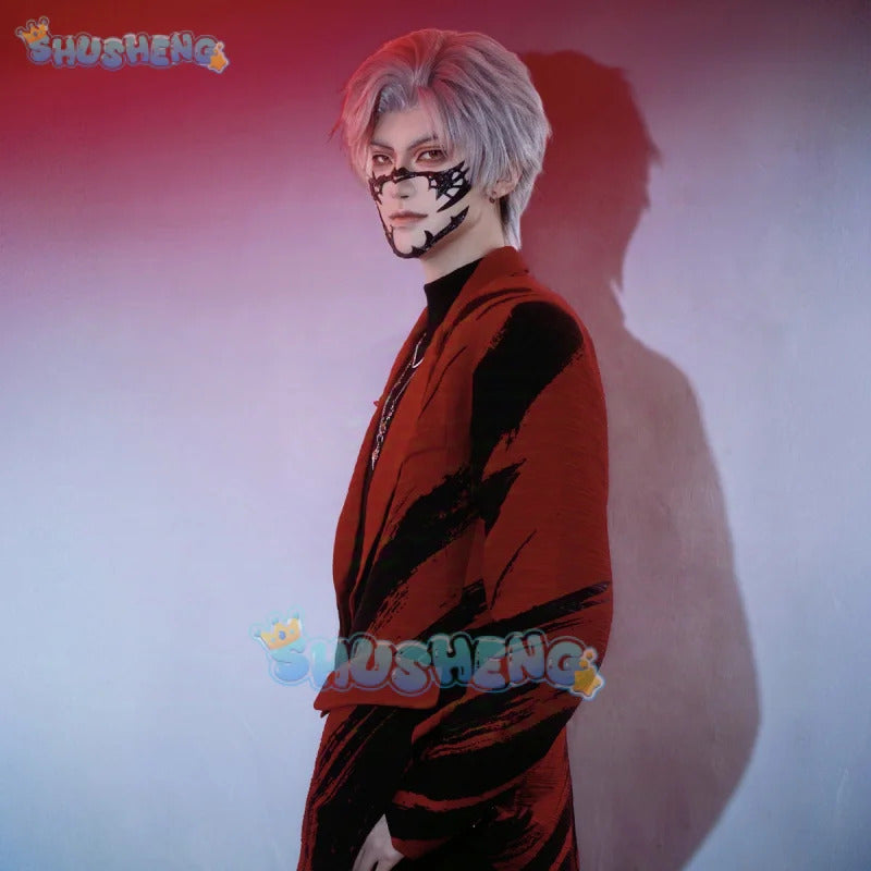 Love and Deepspace Sylus Cosplay Costume Dark Feather Red Suit Halloween Carnival Party Christmas Play Role Clothes Clothing