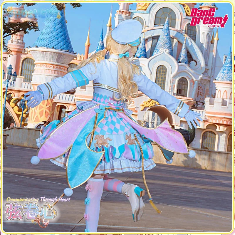 Anime BanG Dream! Kokoro Tsurumaki Cosplay Costume Dress Hat Glove Coat Hat Props Full Set Halloween Sweet Woman Lolita Uniform