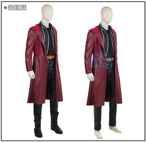 Anime Edward Elric Fullmetal Alchemist Cosplay Costume Wig Red PU Hooded Windbreaker Coat Combats Man Carnival Party Suit